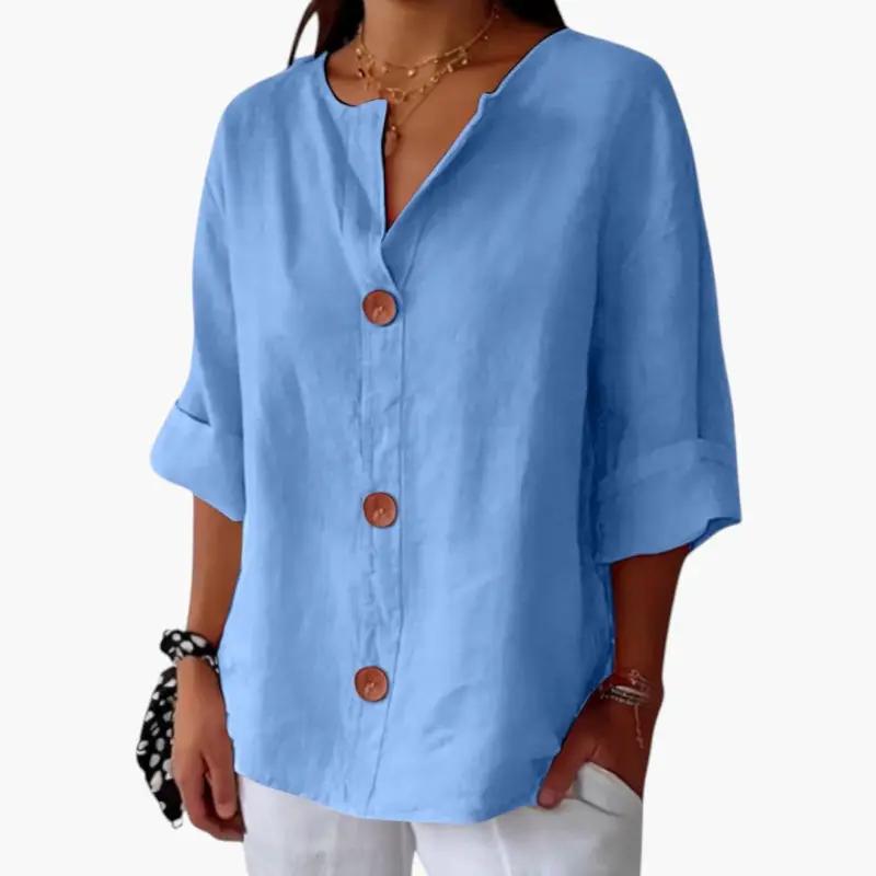 Women's Linen Blouse – Loose Fit, Lightweight Fabric & Casual Style
