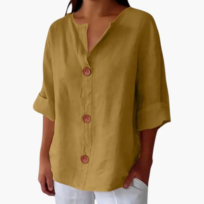 Women's Linen Blouse – Loose Fit, Lightweight Fabric & Casual Style
