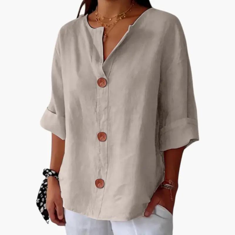 Women's Linen Blouse – Loose Fit, Lightweight Fabric & Casual Style
