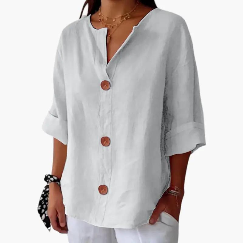 Women's Linen Blouse – Loose Fit, Lightweight Fabric & Casual Style