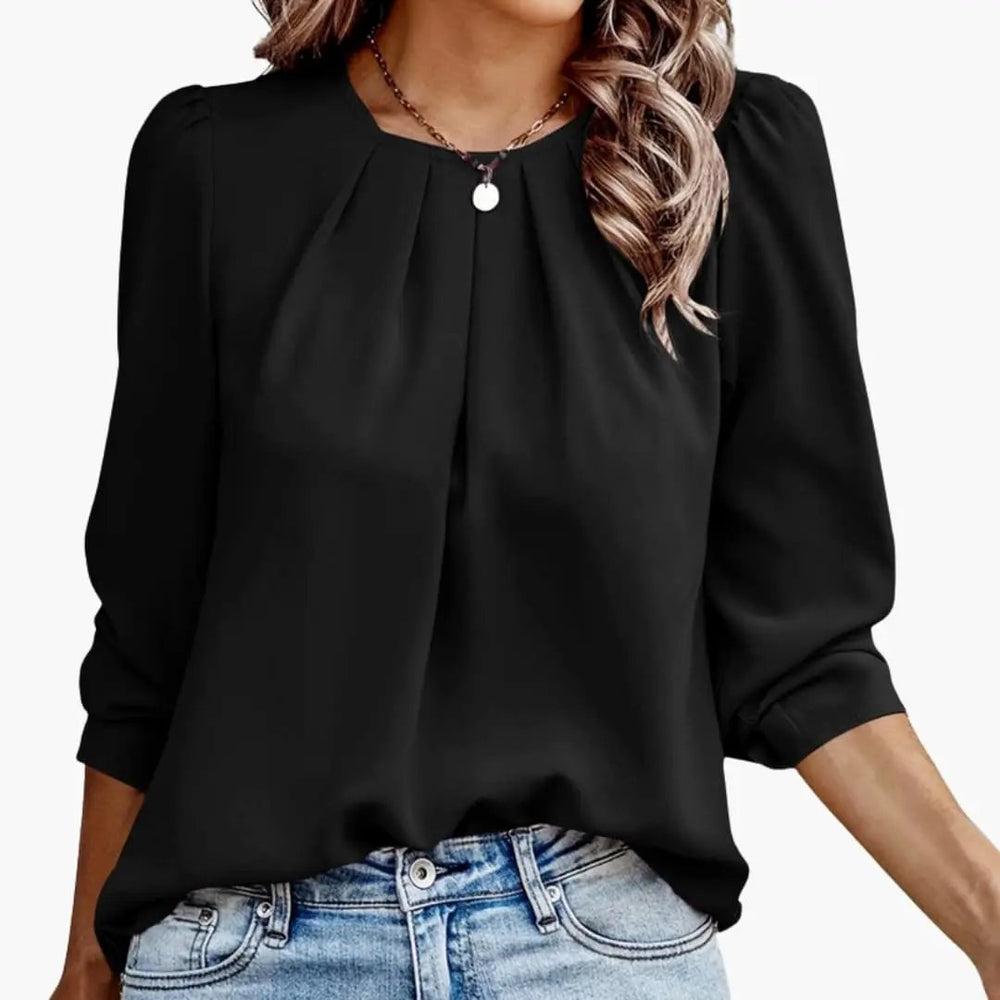 Women's Blouse – Pleated Puff Sleeves