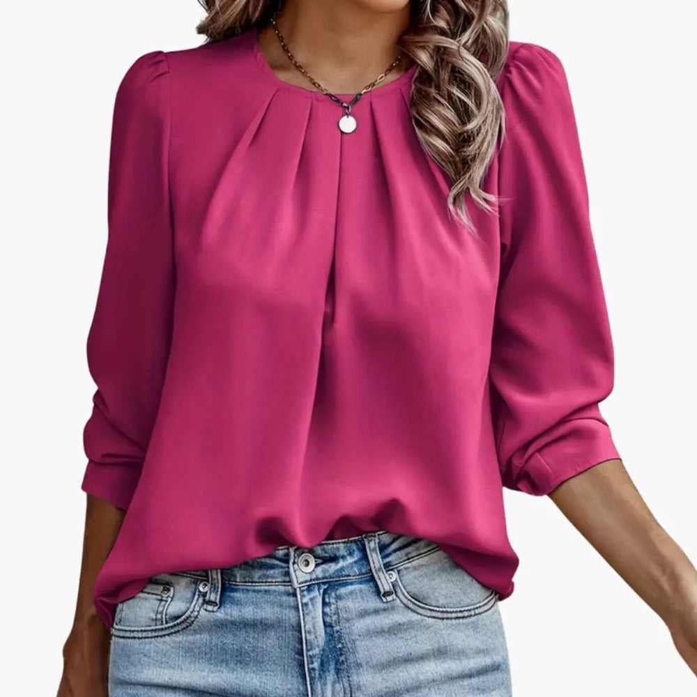Women's Blouse – Pleated Puff Sleeves