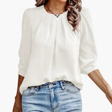 Women's Blouse – Pleated Puff Sleeves