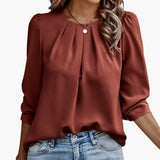 Women's Blouse – Pleated Puff Sleeves