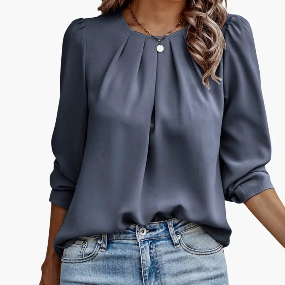 Women's Blouse – Pleated Puff Sleeves