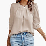 Women's Blouse – Pleated Puff Sleeves