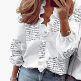 Women's Ruffle Blouse – V-Neck, Long Sleeve & Woven Fabric