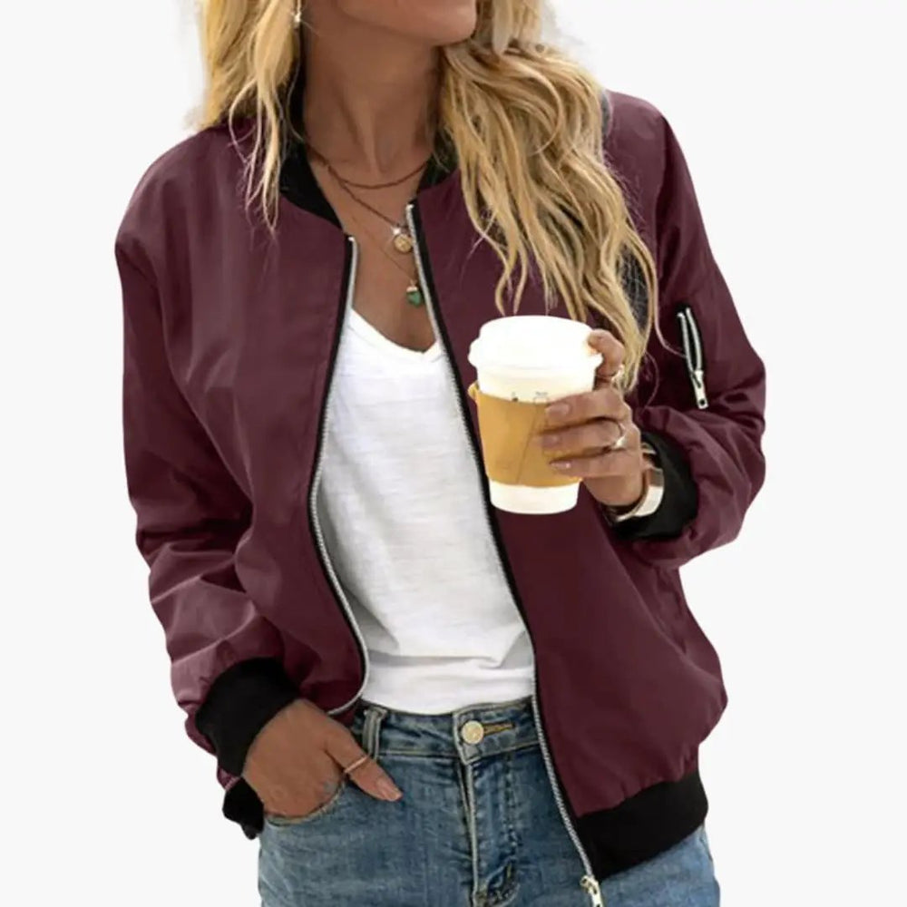 Women's Bomber Jacket – Elastic Sleeves & Adjustable Hem