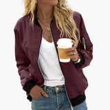Women's Bomber Jacket – Elastic Sleeves & Adjustable Hem
