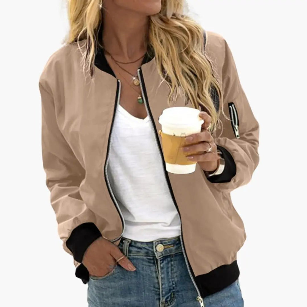 Women's Bomber Jacket – Elastic Sleeves & Adjustable Hem