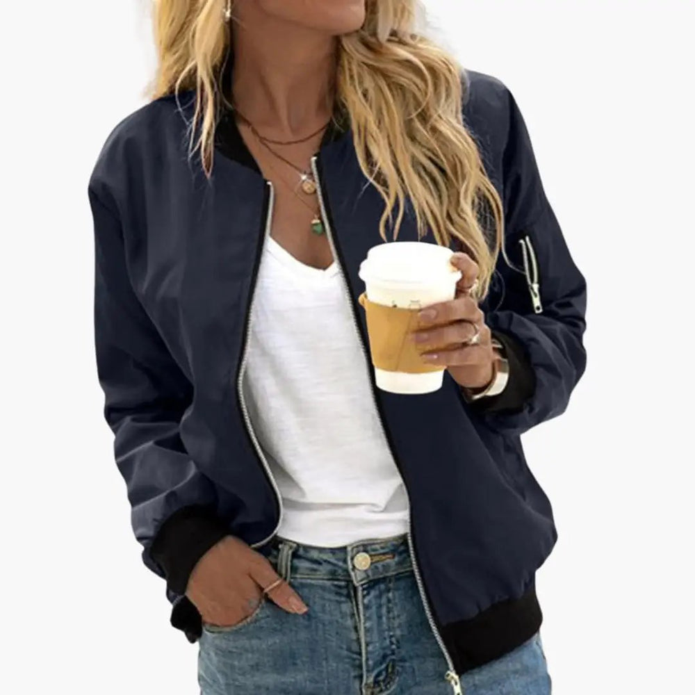 Women's Bomber Jacket – Elastic Sleeves & Adjustable Hem