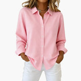 Women's Button-Down Blouse – Long Sleeve, Loose Fit & Collared