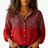 Women's Button-Down Blouse – Classic Collar, Long Sleeve & Hip Length