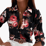 Women's Blouse – Crew Neck, Long Sleeve & Woven Fabric