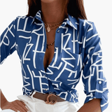 Women's Blouse – Crew Neck, Long Sleeve & Woven Fabric