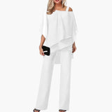 Women's Jumpsuit – Cold-Shoulder Sleeves, Wide-Leg Fit & One-Piece Design