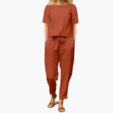 Women's Jumpsuit Set – Straight Leg Trousers, Coordinated Top & Defined Waist