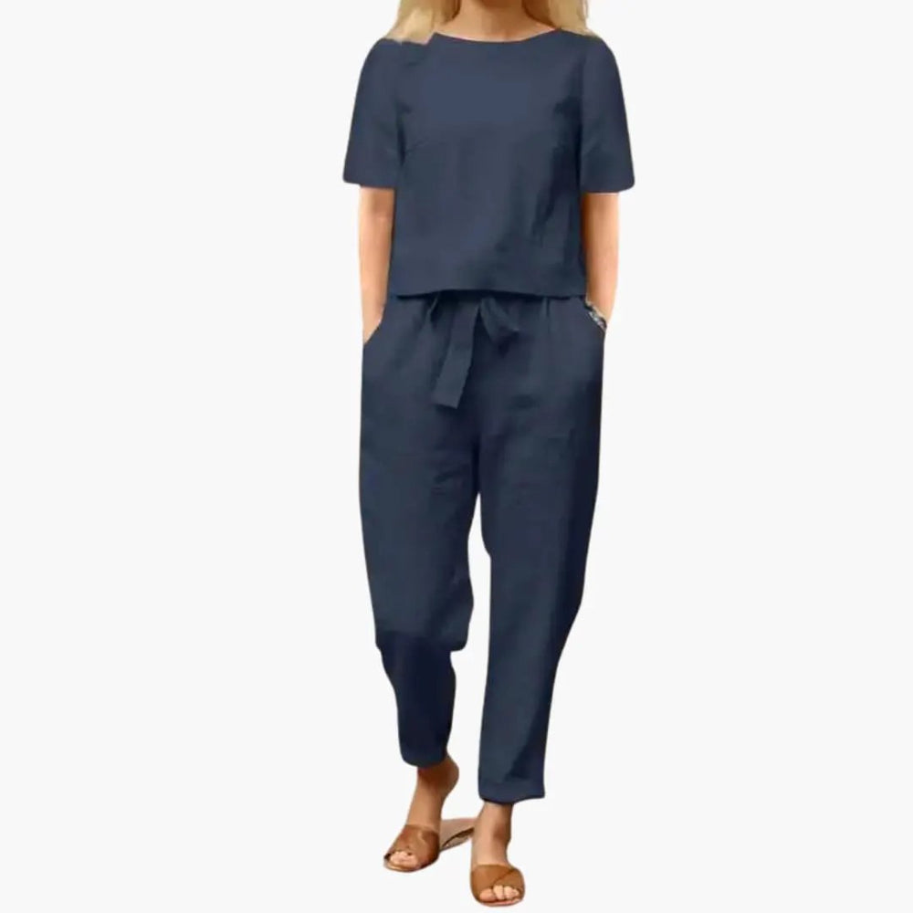 Women's Jumpsuit Set – Straight Leg Trousers, Coordinated Top & Defined Waist