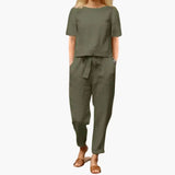 Women's Jumpsuit Set – Straight Leg Trousers, Coordinated Top & Defined Waist