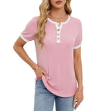 Women's V-Neck T-Shirt – Short Sleeve, Cotton Elastane Blend & Pullover Style