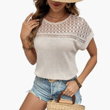 Women's T-Shirt – Crew Neck, Hollow Detail & Short Sleeve