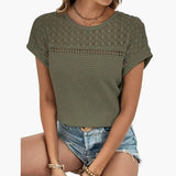 Women's T-Shirt – Crew Neck, Hollow Detail & Short Sleeve