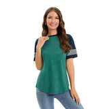 Women's Raglan T-Shirt – Crew Neck, Striped Sleeves & Pullover Style