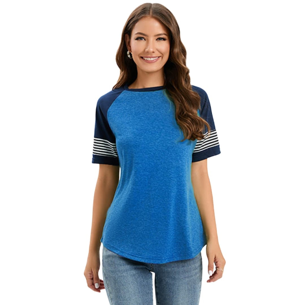 Women's Raglan T-Shirt – Crew Neck, Striped Sleeves & Pullover Style