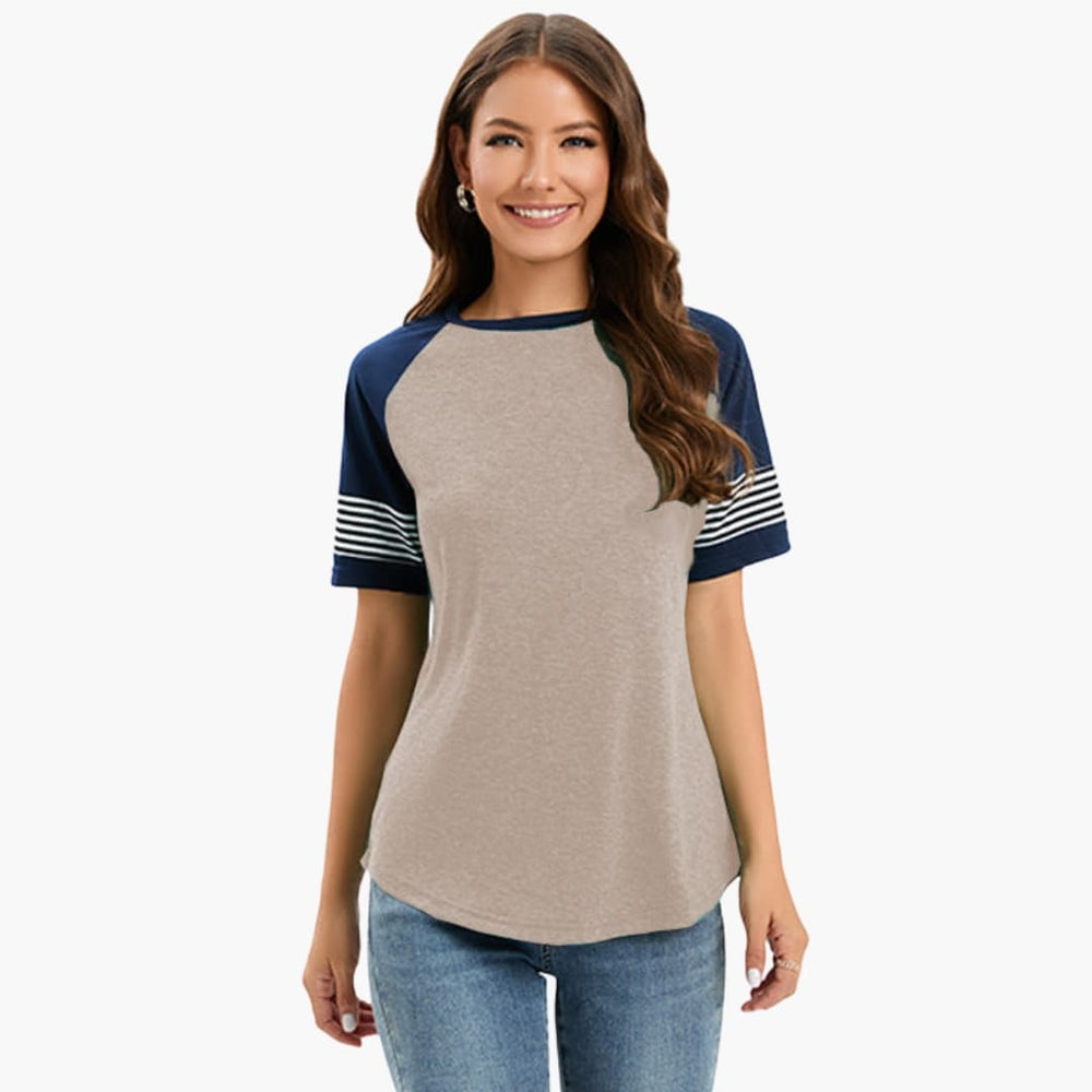 Women's Raglan T-Shirt – Crew Neck, Striped Sleeves & Pullover Style