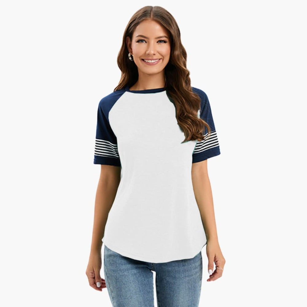 Women's Raglan T-Shirt – Crew Neck, Striped Sleeves & Pullover Style