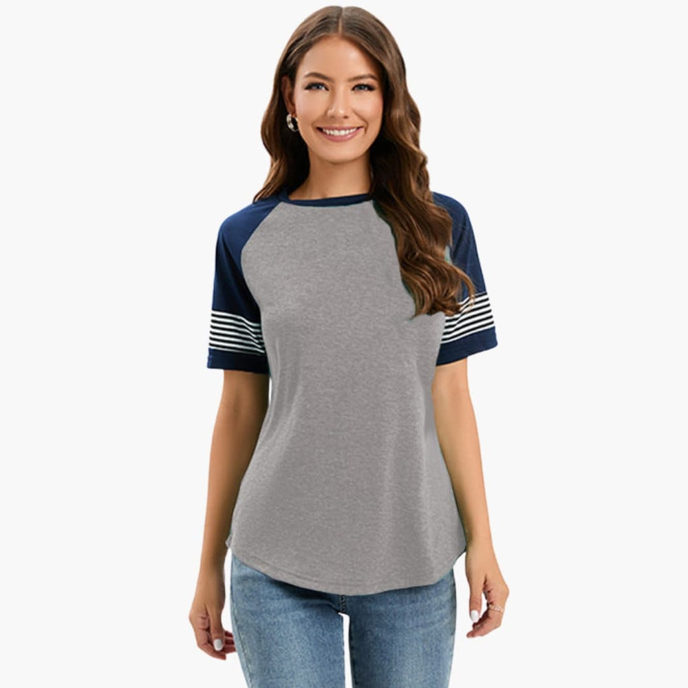 Women's Raglan T-Shirt – Crew Neck, Striped Sleeves & Pullover Style
