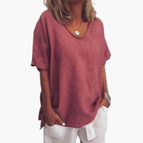 Women's Crew Neck T-Shirt – Short Sleeve, Pull-On Style & Woven Fabric