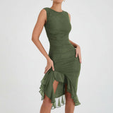Women's Dresses Cocktail Dress Ruched Midi Off-Shoulder