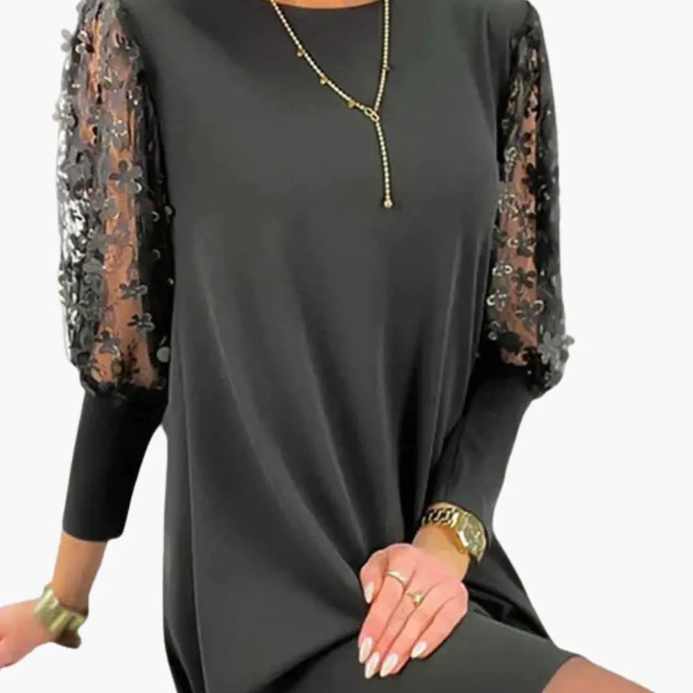 Dress – Women's, Lace Sleeves & Straight Fit