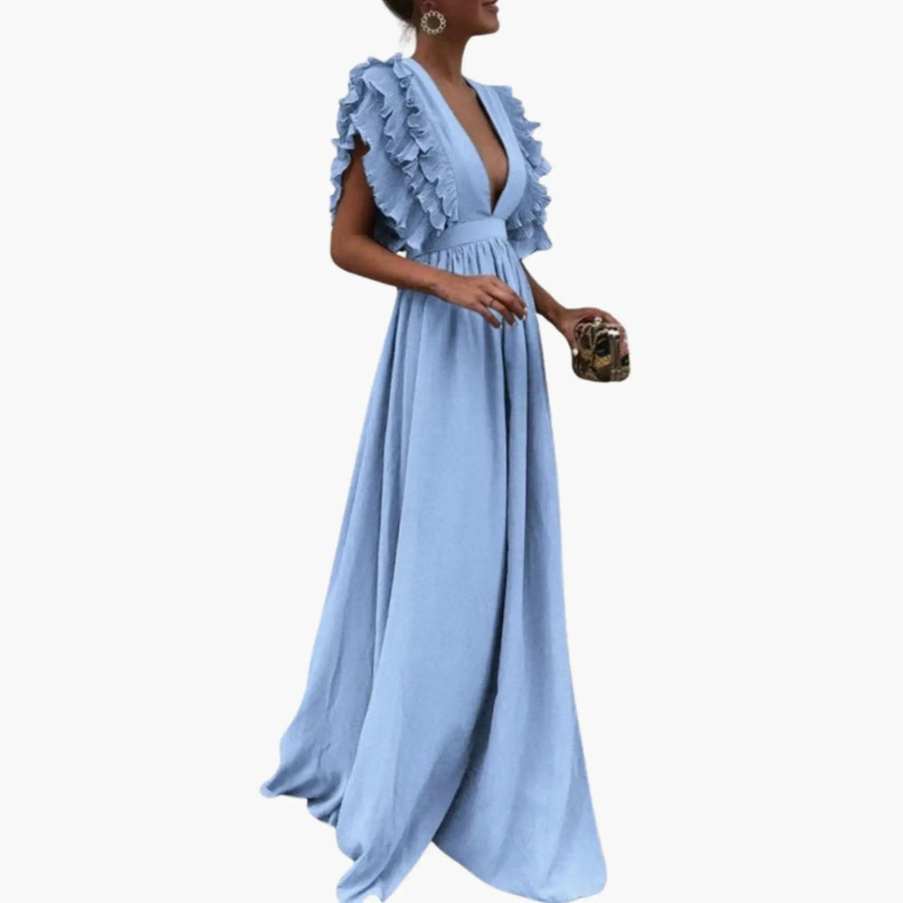 Dress – Women's, Simple Neckline & Woven Surface