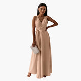 Women's Dress – V-Neckline, Straight Fit & Plain Woven Finish