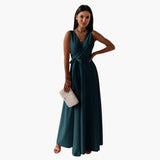 Women's Dress – V-Neckline, Straight Fit & Plain Woven Finish
