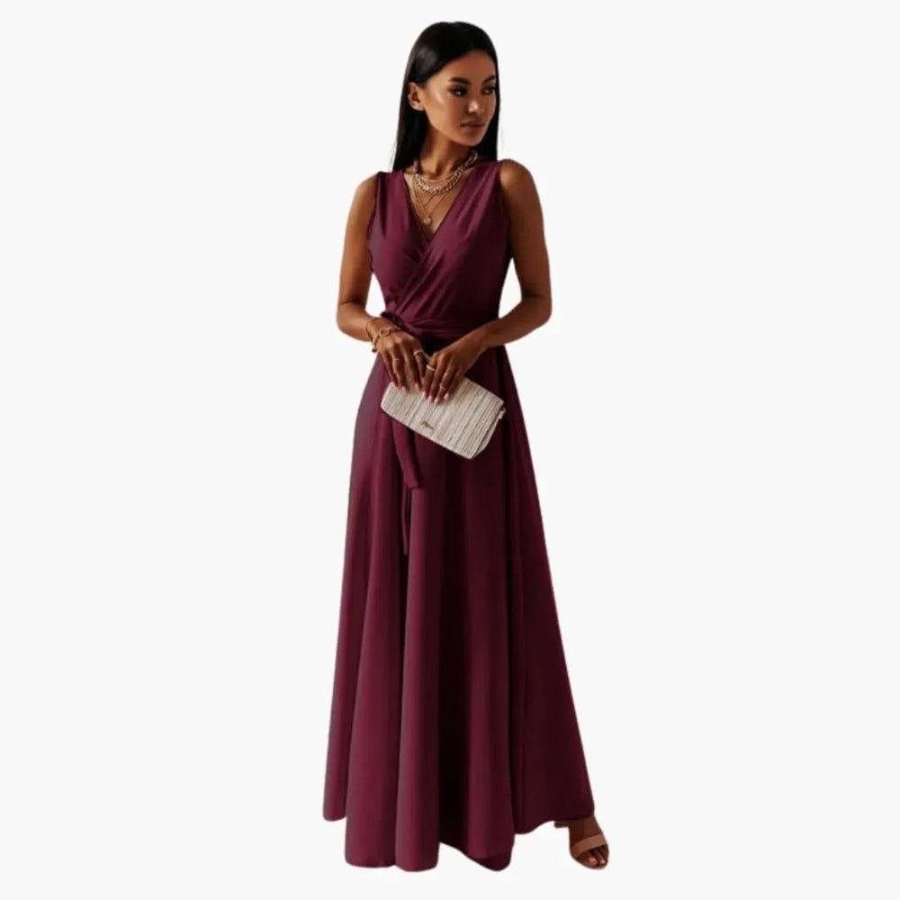 Women's Dress – V-Neckline, Straight Fit & Plain Woven Finish