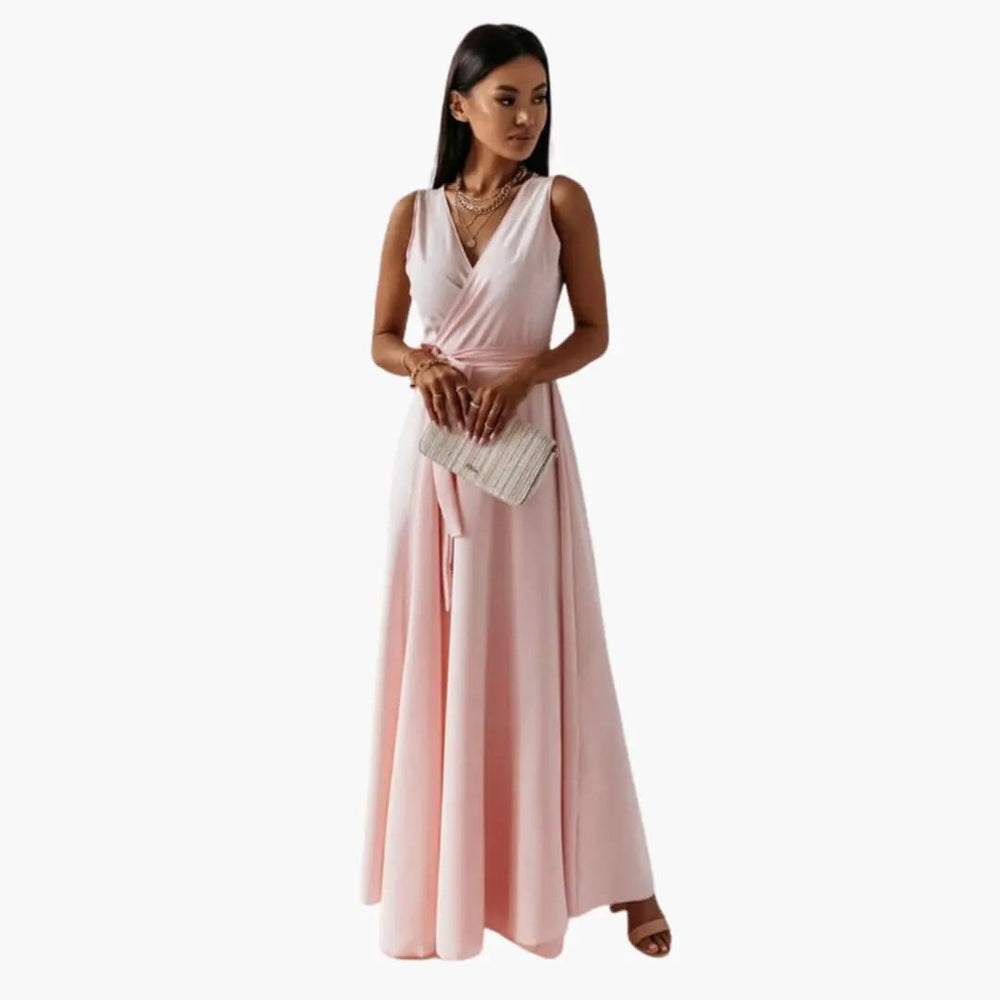 Women's Dress – V-Neckline, Straight Fit & Plain Woven Finish