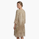 Women's Midi Dress – Embroidered, Short Sleeve & Defined Waist