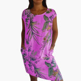 Women's Midi Dress – Floral Print, Short Sleeves & Loose Fit