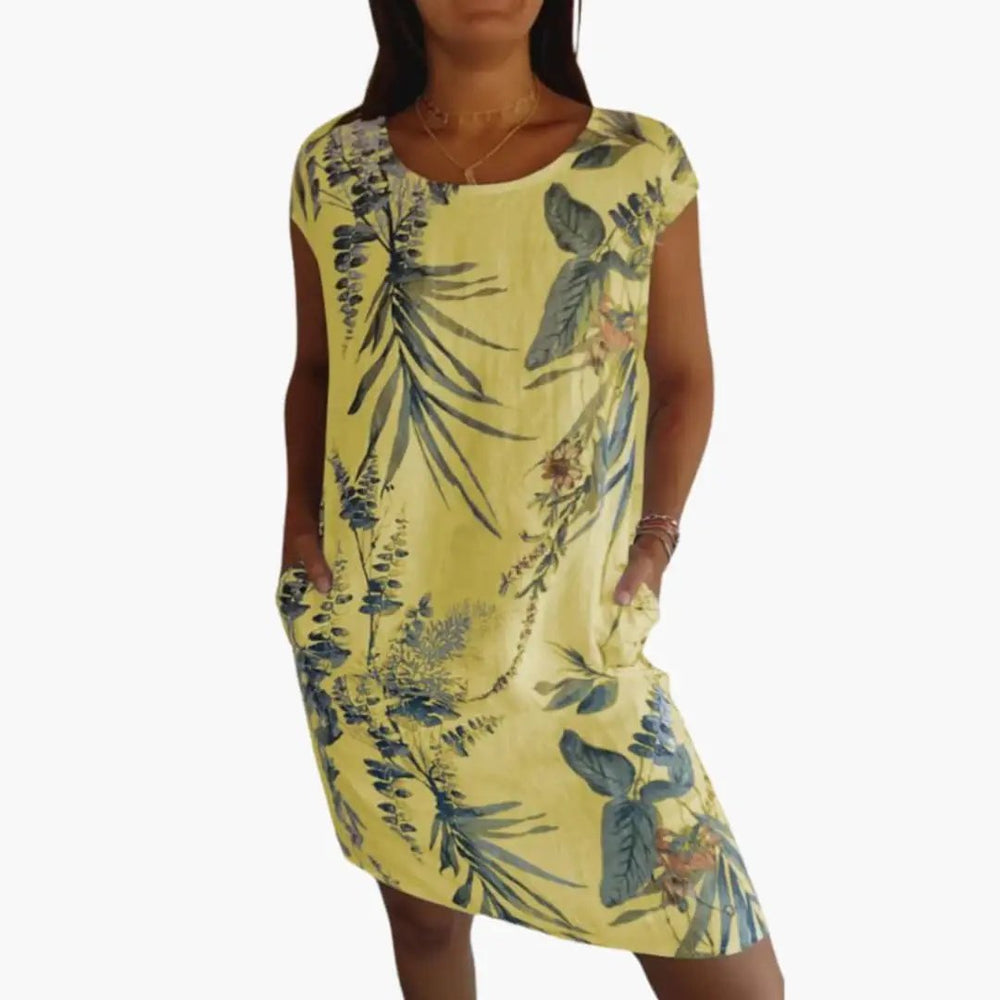 Women's Midi Dress – Floral Print, Short Sleeves & Loose Fit