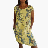 Women's Midi Dress – Floral Print, Short Sleeves & Loose Fit