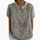 Women's Blouse – Floral Print, Crew Neck & Short Sleeve