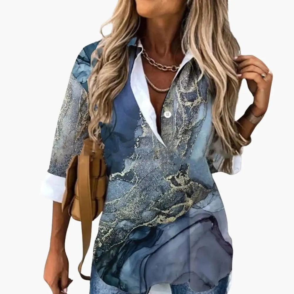 Women's Floral Print Blouse – Round Neck, Long Sleeve & Woven Fabric