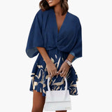 Women's Dress – Floral, V-Neck & Ruffle Hem