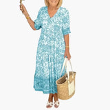 Women's Midi Dress – Floral Print & V-Neck
