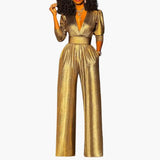Women's Jumpsuit – Glossy Finish, Straight Legs & Sleeveless Design