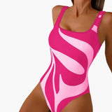 Women's One-Piece Swimsuit – Graphic Print, Scoop Neck & Wide Straps
