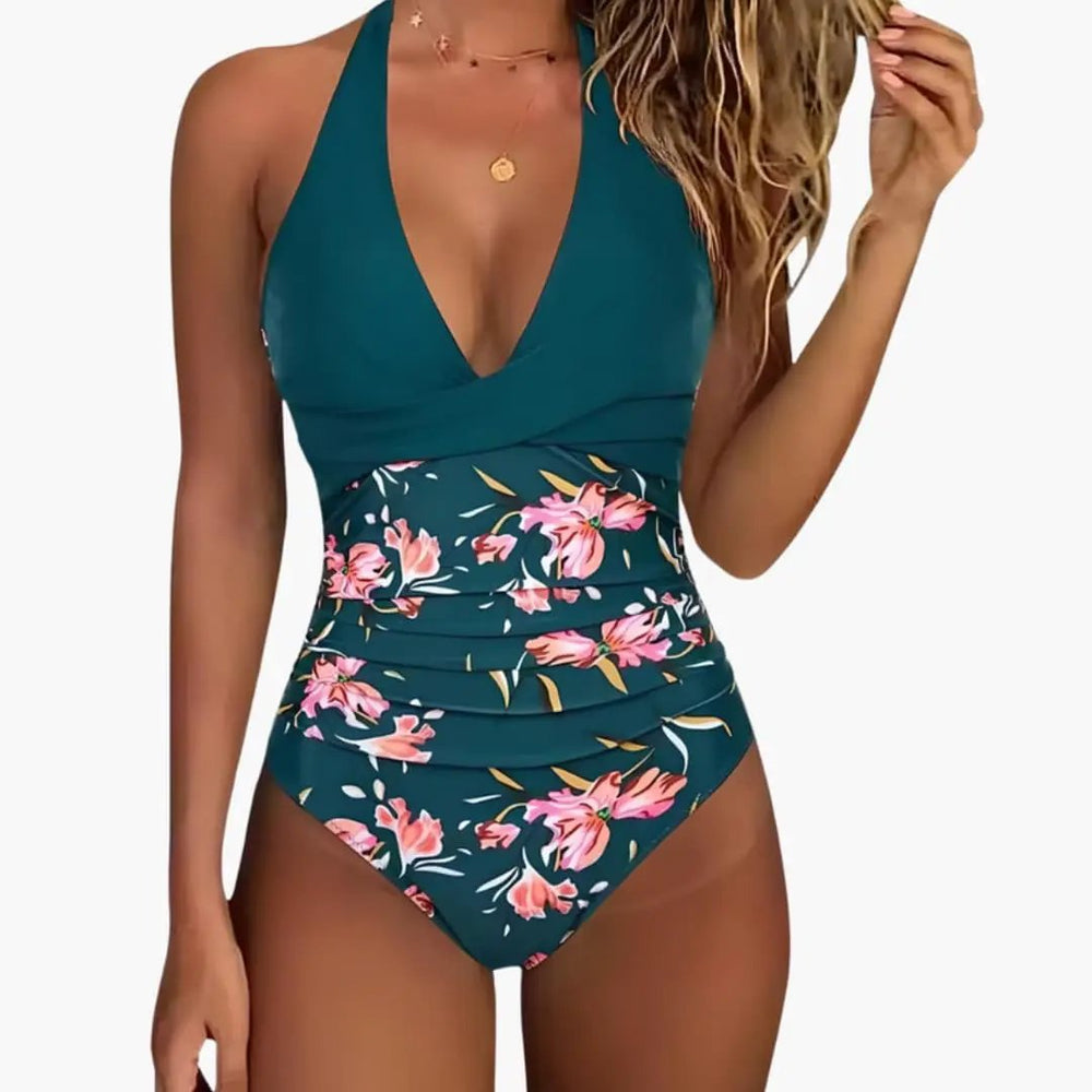 Women's One-Piece Swimsuit – Halter Neck & High-Cut Leg